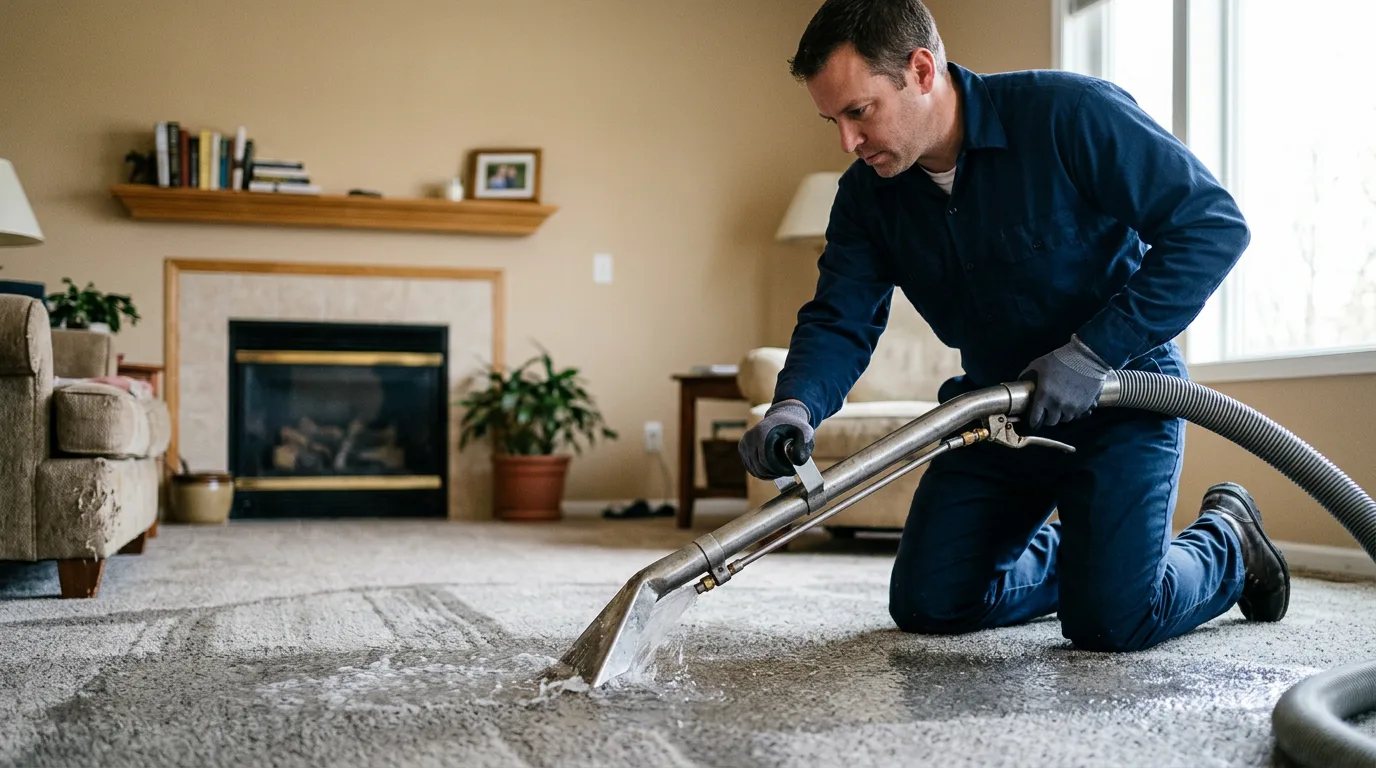 Water damage restoration technician working near Osceola, MO